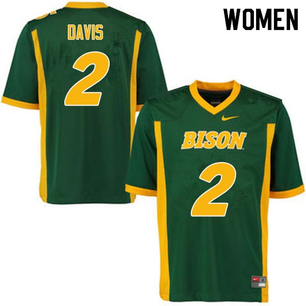 Women #2 Dom Davis North Dakota State Bison College Football Jerseys Sale-Green